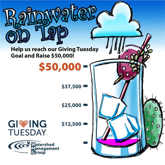 A flyer advertising the annual Rainwater on Tap Giving Tuesday happy hour event
