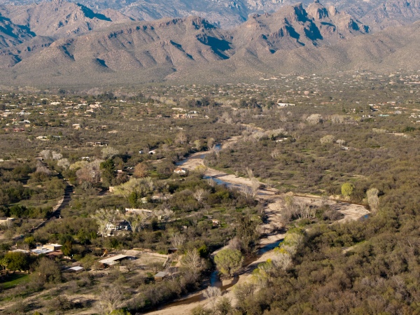 the confluence of the Tanque Verde and Sabino as seen from above