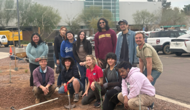 Phoenix College students with WMG, ASU, and USFWS staff tree planting
