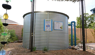 A 5000 gallon metal cistern 